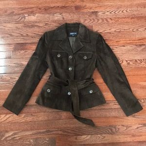 Vintage Genuine Leather Suede Jacket a With Belt